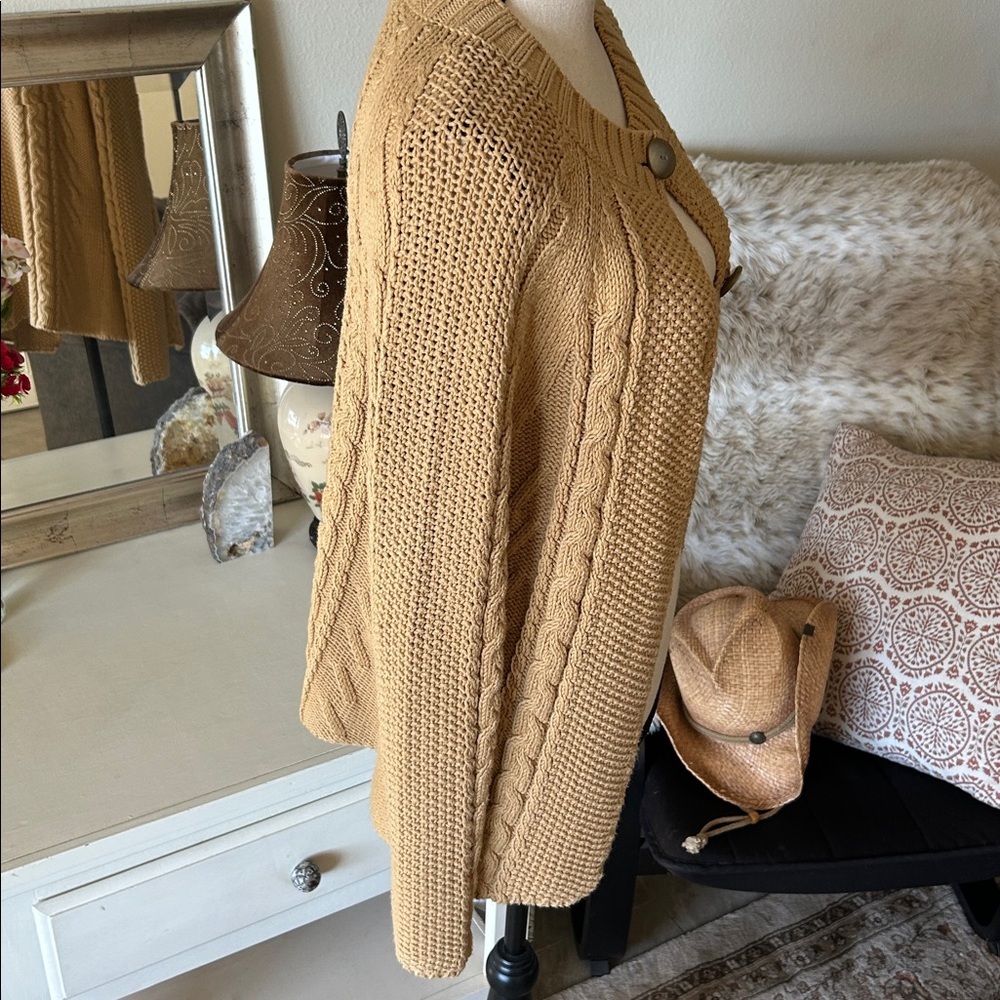 Vintage Jones, New York cable knit cotton two button open front sweater M​ - Picture 5 of 11